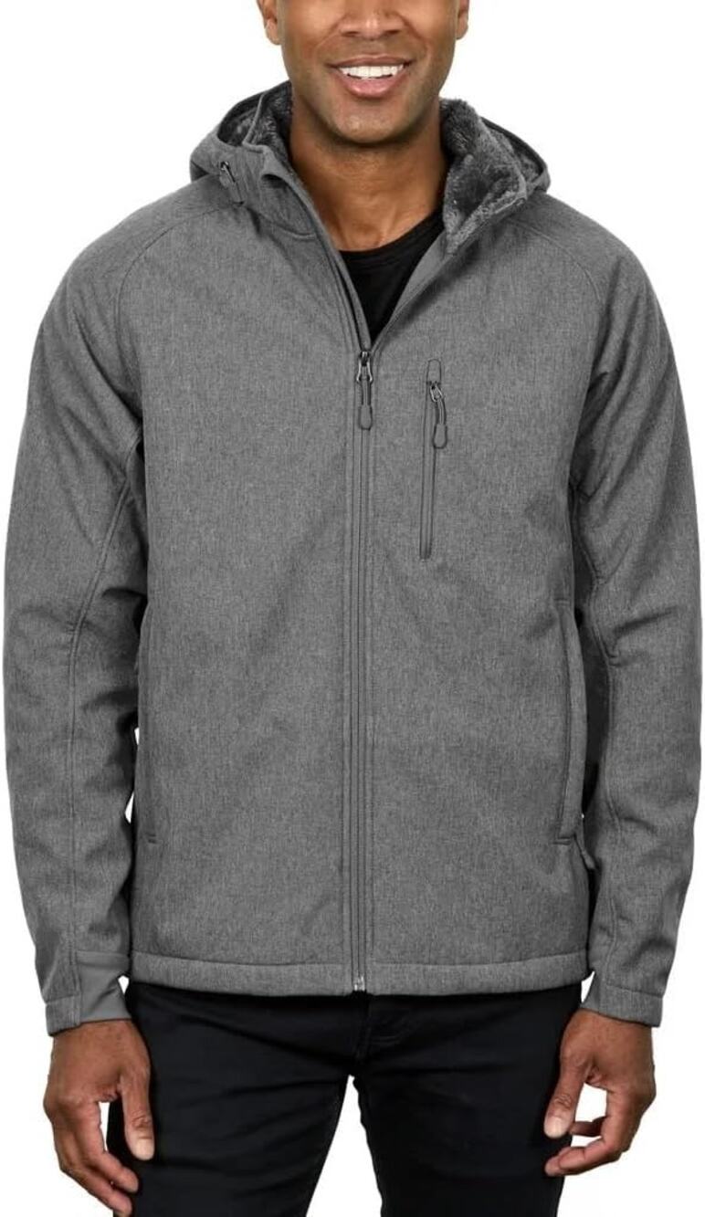 KIRKLAND Signature Men’s MD Gray Fleece Lined Softshell Jacket Gorpcore HR10-21